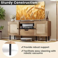 Tangkula Boho TV Stand for 50 55 60 Inch TV 52” Wooden Entertainment Center