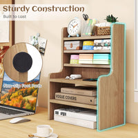 Tangkula 6-Tier Wooden Office Organizer with 2 Removable Shelves for Papers