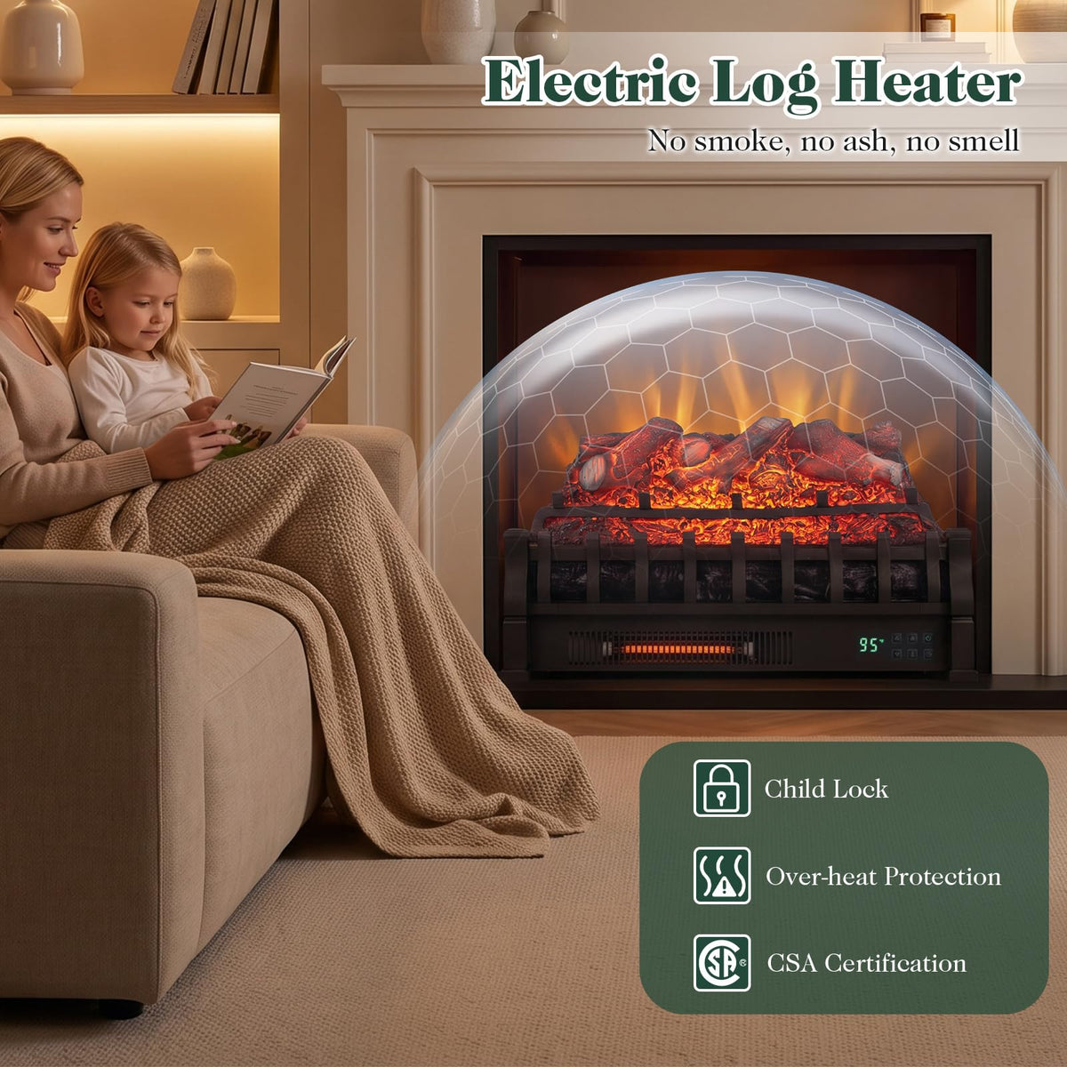 Tangkula 23" Smart Electric Fireplace Compatible with Alexa