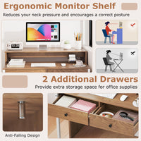 Tangkula Extendable Computer Desk with 2 Storage Drawers
