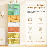 Tangkula 71” Tall Open Bookcase with Drawer 10-Cube Display Storage Cabinet Organizer(1/2)