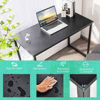 Tangkula Compact Study Writing Desk with Steel Frame for Home Office