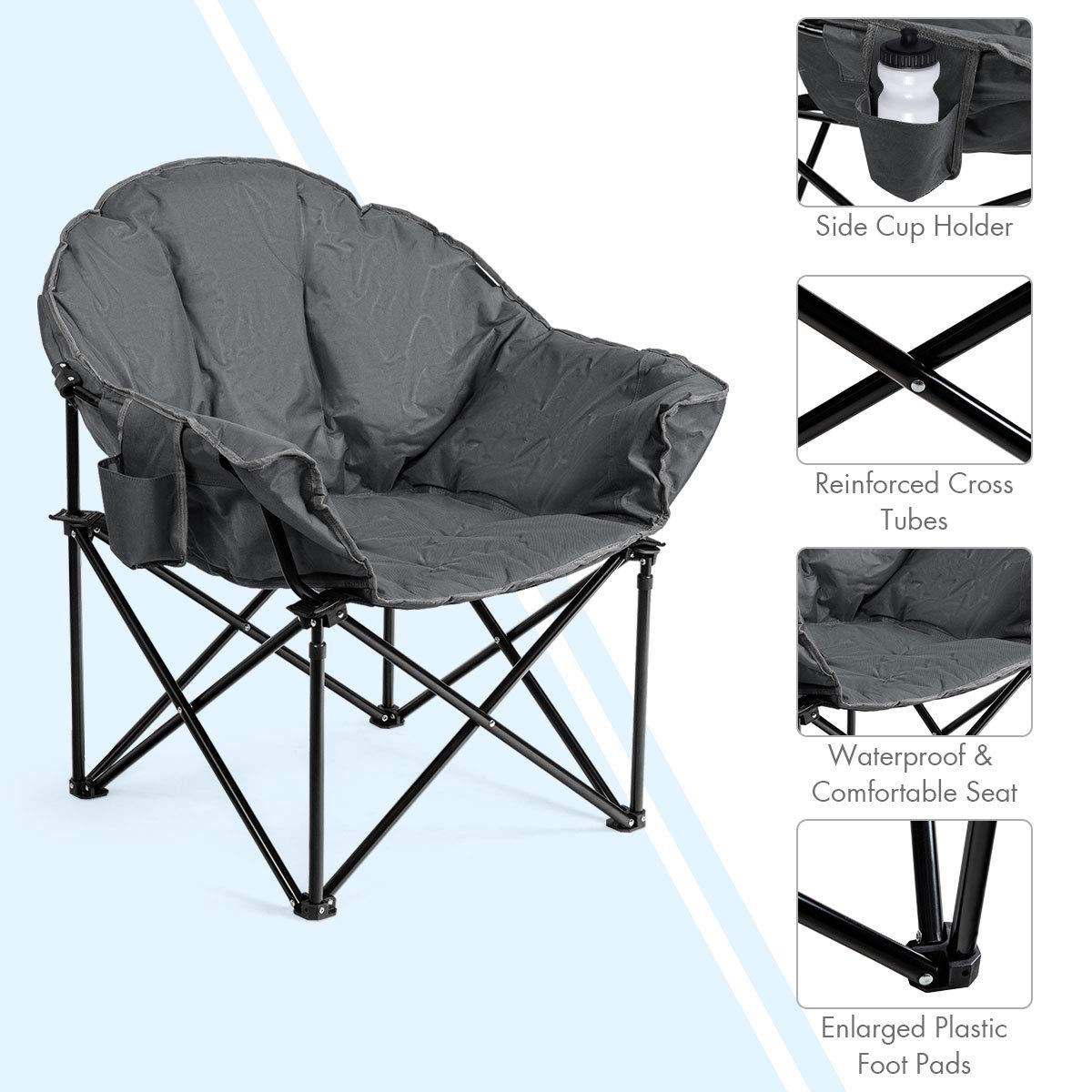 Tangkula Oversized Camping Chair with Cup Holder