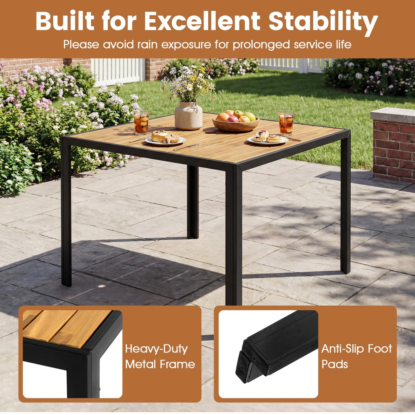 Tangkula 36" Square Patio Dining Table for 4