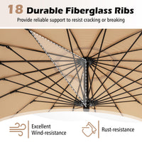 Tangkula 9FT Round Patio Umbrella, Outdoor Market Umbrella with 18 Fiberglass Ribs