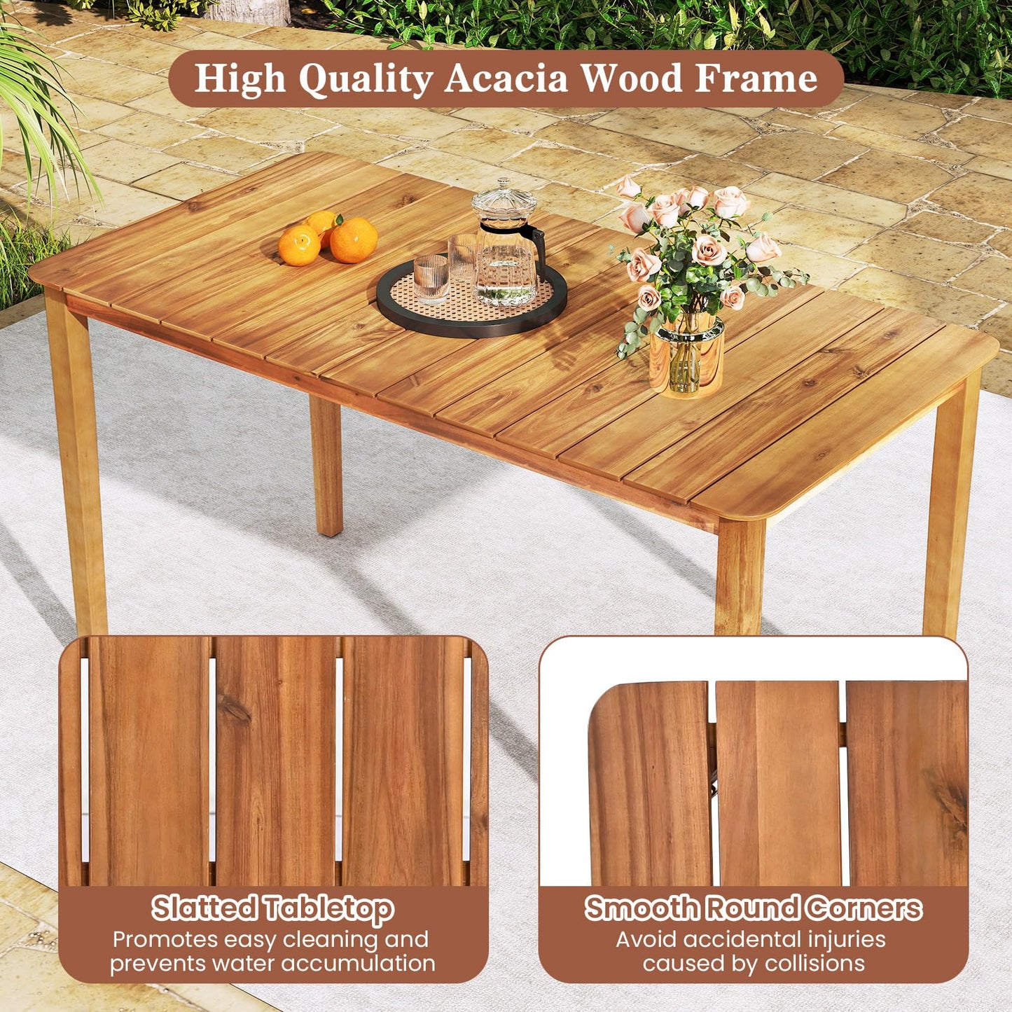 Tangkula Rectangular Outdoor Dining Table（54 x 28 x 29）