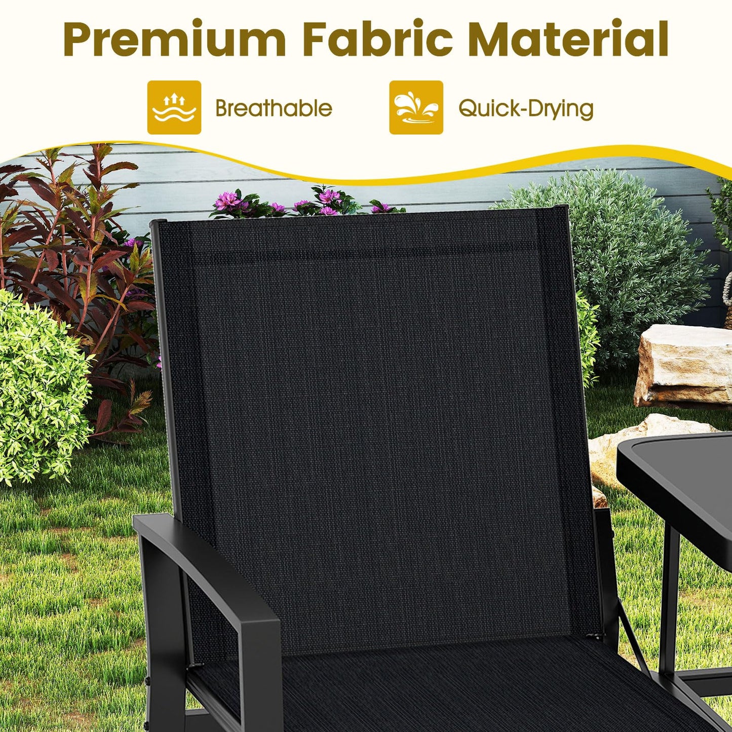 Tangkula Patio Loveseat with Built-in Table for Porch Backyard Garden