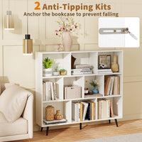 Tangkula 10-Cube Bookcase | Modern 47" L Storage Bookshelf with 5 Tapered Metal Legs & 2 Anti-Tip Kit