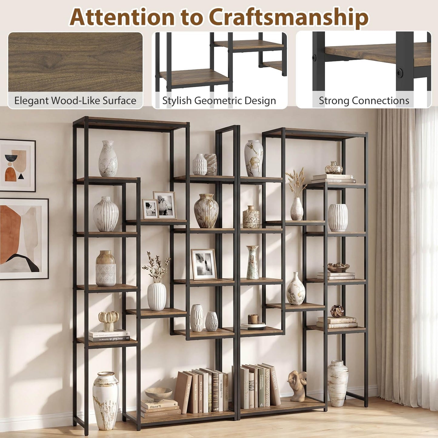 Tangkula 71” Tall Bookshelf with 12 Storage Shelves & Heavy-Duty Metal Frame
