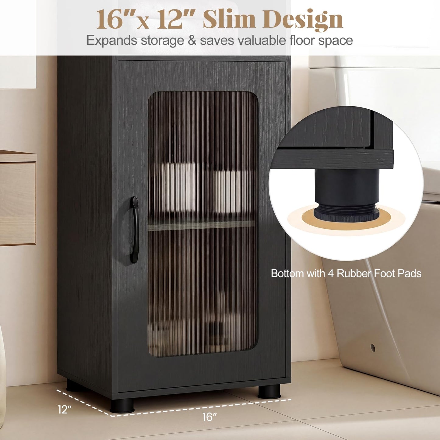 Tangkula 67” Tall Bathroom Cabinet, Slim Floor Storage Cabinet