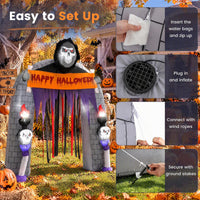 Tangkula 8.5 FT Halloween Inflatable Grim Reaper Archway with 2 Candles