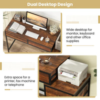 Tangkula Bureau d'ordinateur 130 cm avec 5 tiroirs, support pour imprimante, cadre en métal, table d'étude et d'écriture