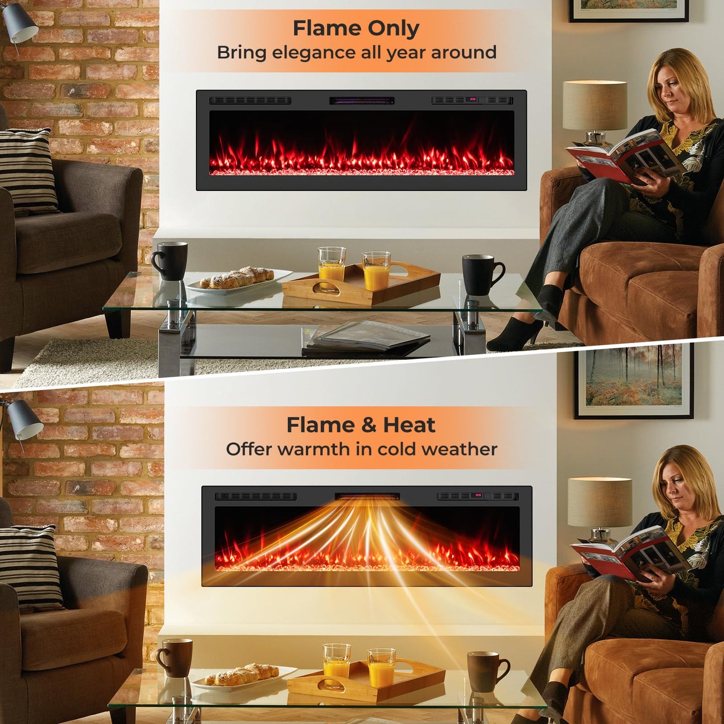 Tangkula 60" Wi-Fi Enabled Electric Fireplace