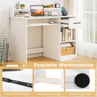 Tangkula Computer Desk with Drawer & Keyboard Tray
