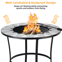 Tangkula Outdoor Fire Pit Table with Tile Tabletop