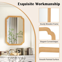Tangkula Rounded Corner Arch Wall Mirror for Bathroom Living Room Entryway Bedroom