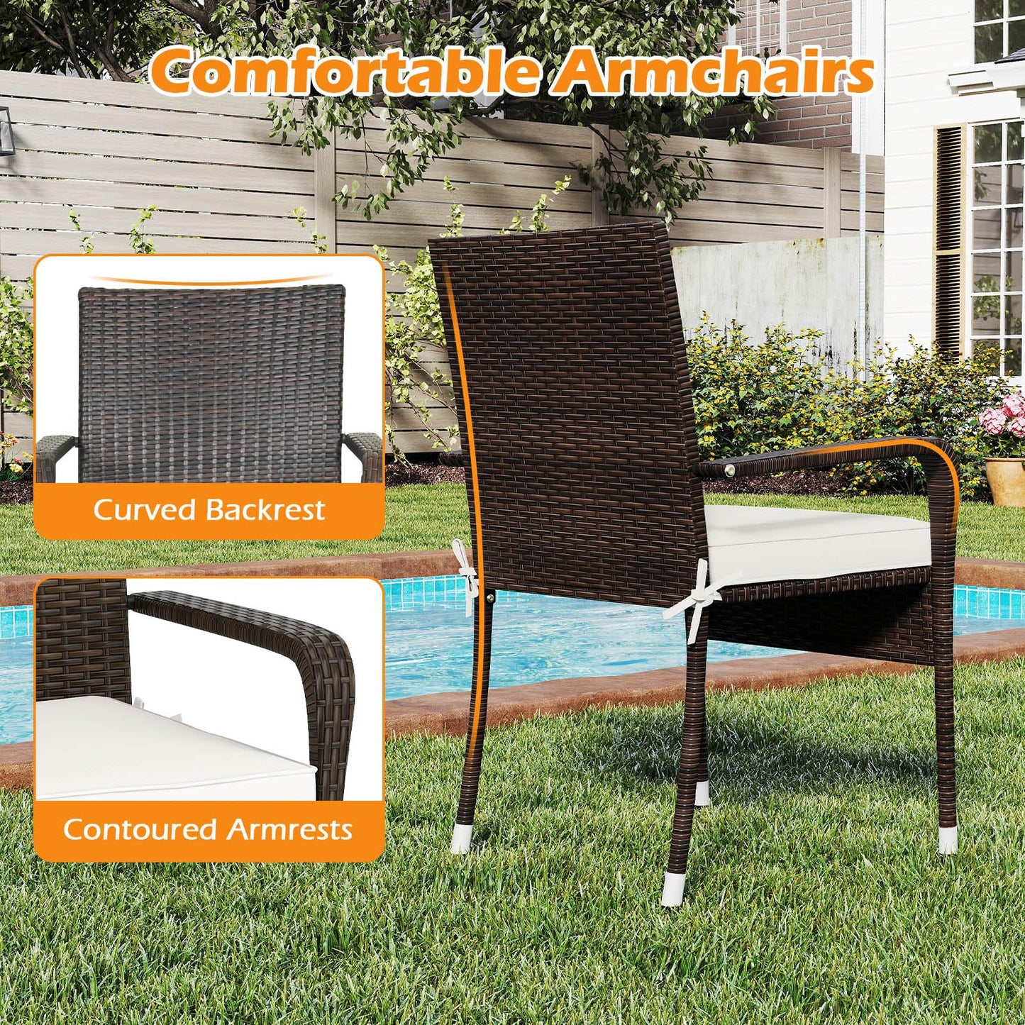 Tangkula 3 Piece Patio Furniture Set with Sturdy Metal Frame for Porch