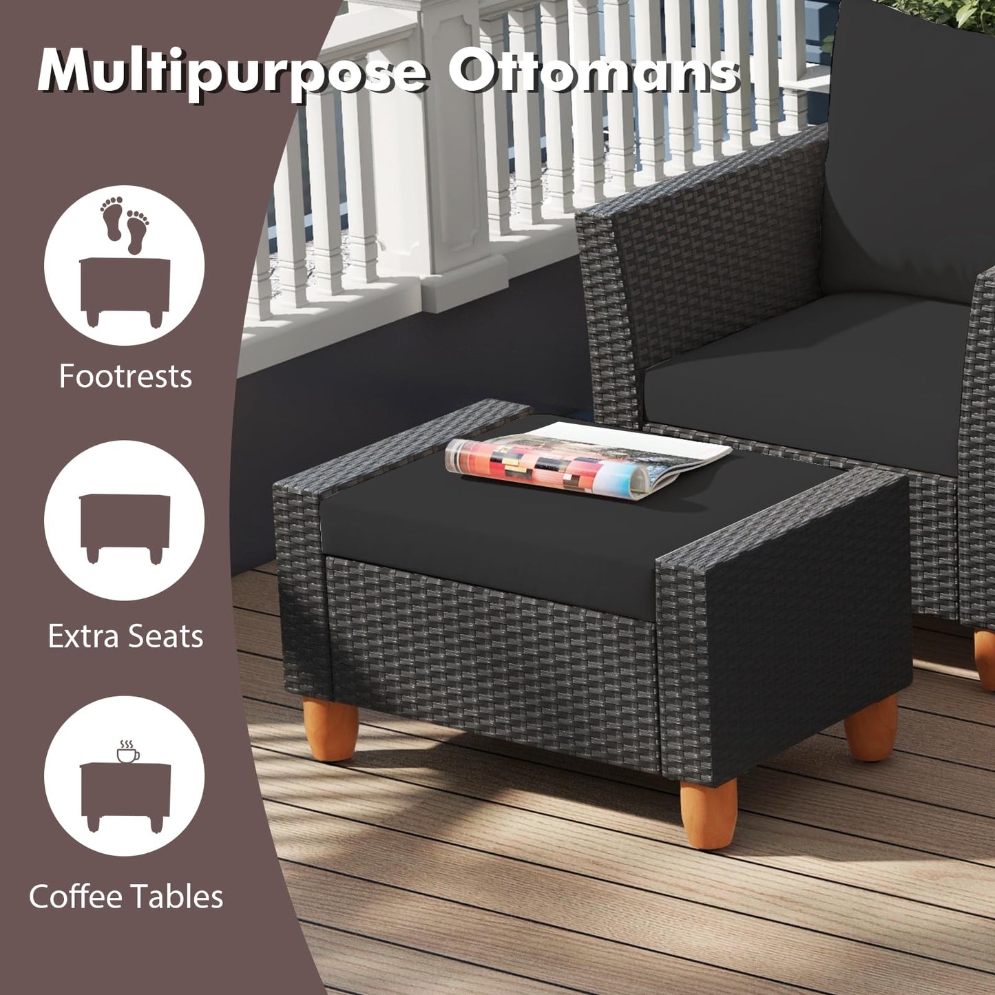 Tangkula 7 Pieces Patio Furniture Set with Loveseat