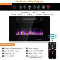 Tangkula 30 Inches Recessed Electric Fireplace, in-Wall & Wall Mounted Electric Heater