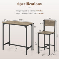 Tangkula 3 Piece Counter Height Bar Table Set Pub Table and Chairs