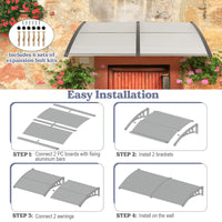 Tangkula 40" x 80" Window Awning with Hollow Sheet for Rain Snow Sunlight Protection