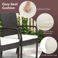 Tangkula Outdoor Dining Set with Acacia Wood Table and Wicker Rattan Armrest Chairs