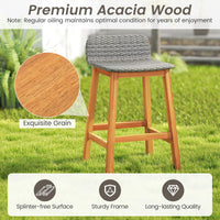 Tangkula Solid Acacia Wood Bar Stools Set