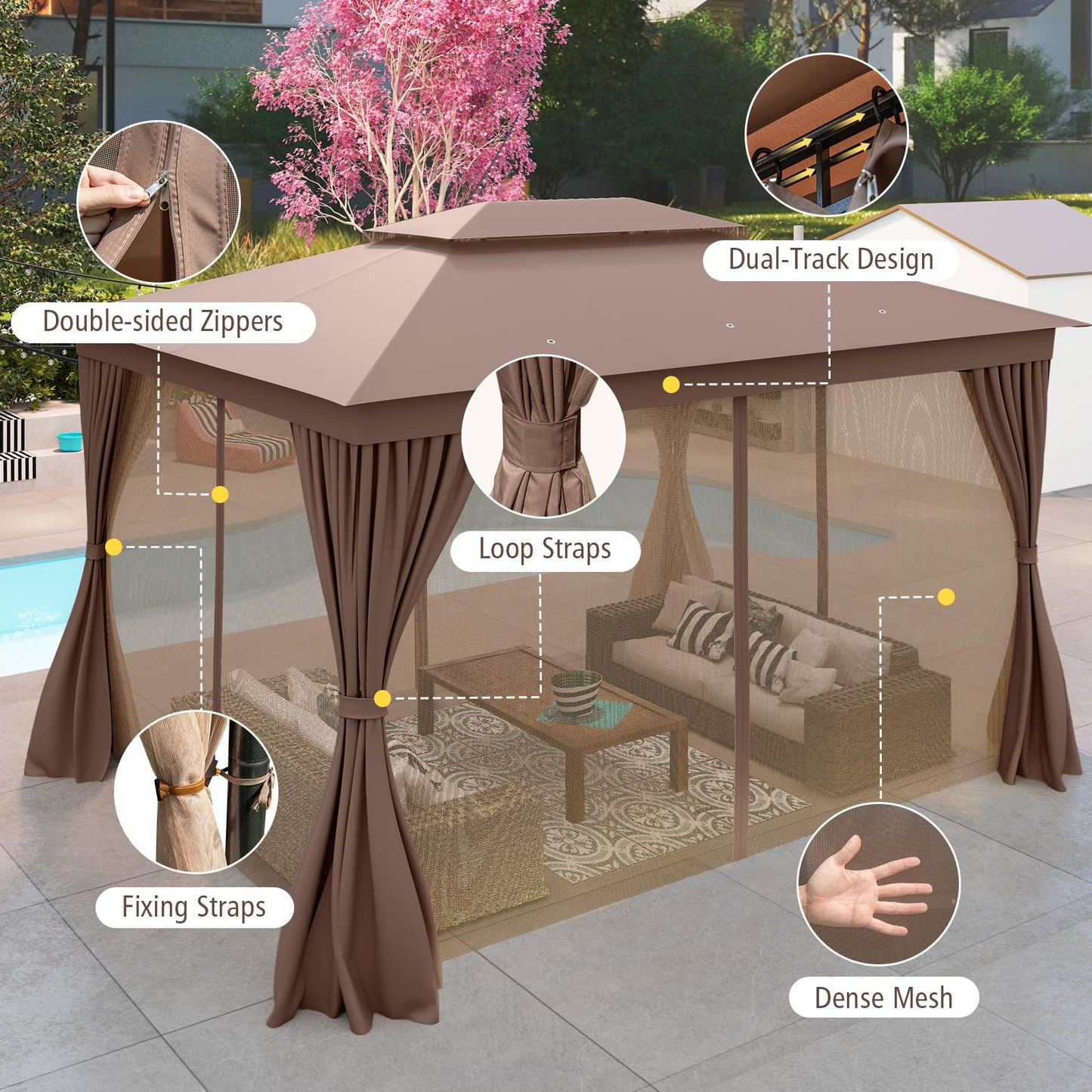 Tangkula 10x13 FT Outoor Gazebo Heavy-Duty Metal Frame