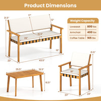 Ensemble de meubles de patio en bois Tangkula 4 pièces pour le jardin