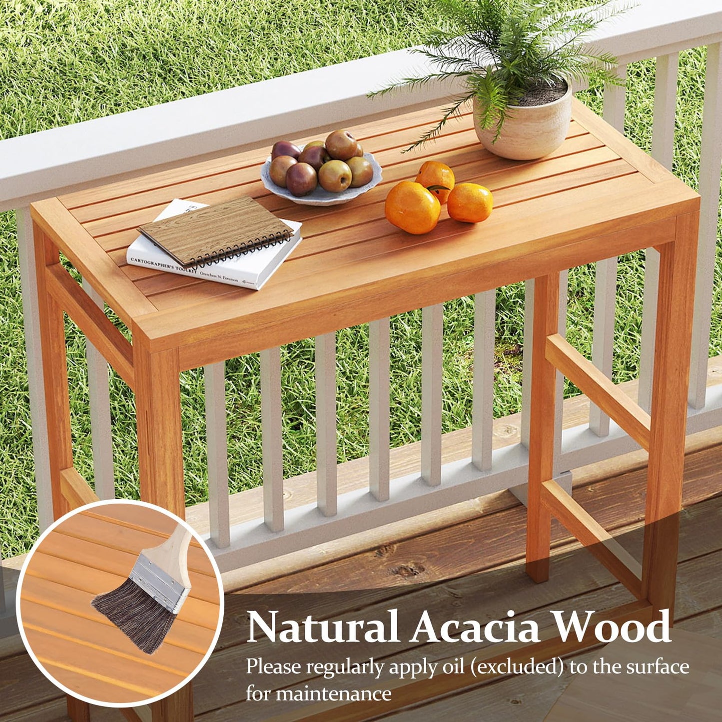 Table de bar pliante d'extérieur en bois d'acacia Tangkula