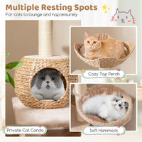 Arbre à chat Tangkula 59 pouces, tour à chat multi-niveaux avec poteaux à gratter en sisal