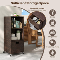 Tangkula Rattan Outdoor Storage Cabinet for Backyard Poolside Porch