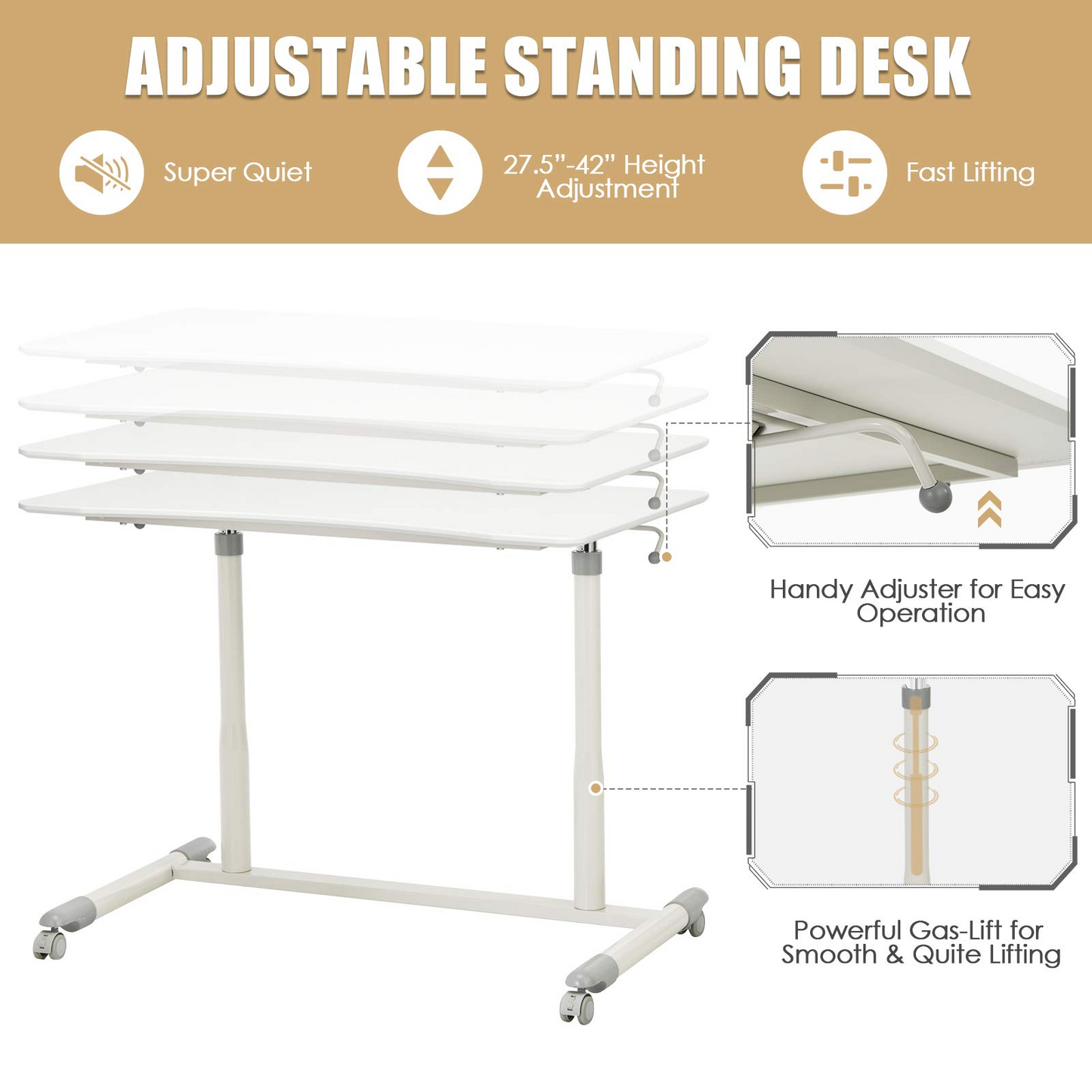 Mobile Standing Desk Computer Desk - Tangkula