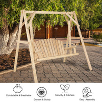 Tangkula Wooden Porch Swing for Patio Garden Yard