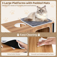Tangkula Modern Cat Tree, 52 Inch Wooden Cat Condos with Metal Frame, Sisal Scratching Posts & Board