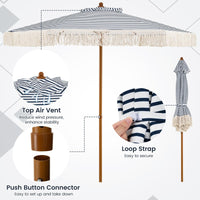 Tangkula 7Ft Patio Umbrella with Fringe 2-Tier Outdoor Boho Umbrella