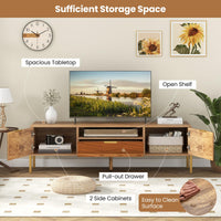 Tangkula Mirrored TV Stand for TV up to 65”, Modern TV Console Table w/Spacious Tabletop