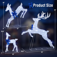 Tangkula 3 Pieces Lighted Christmas Reindeer for Lawn Yard Garden