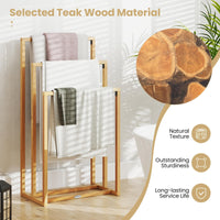 Tangkula Freestanding Towel Rack with 3 Hanging Crossbars