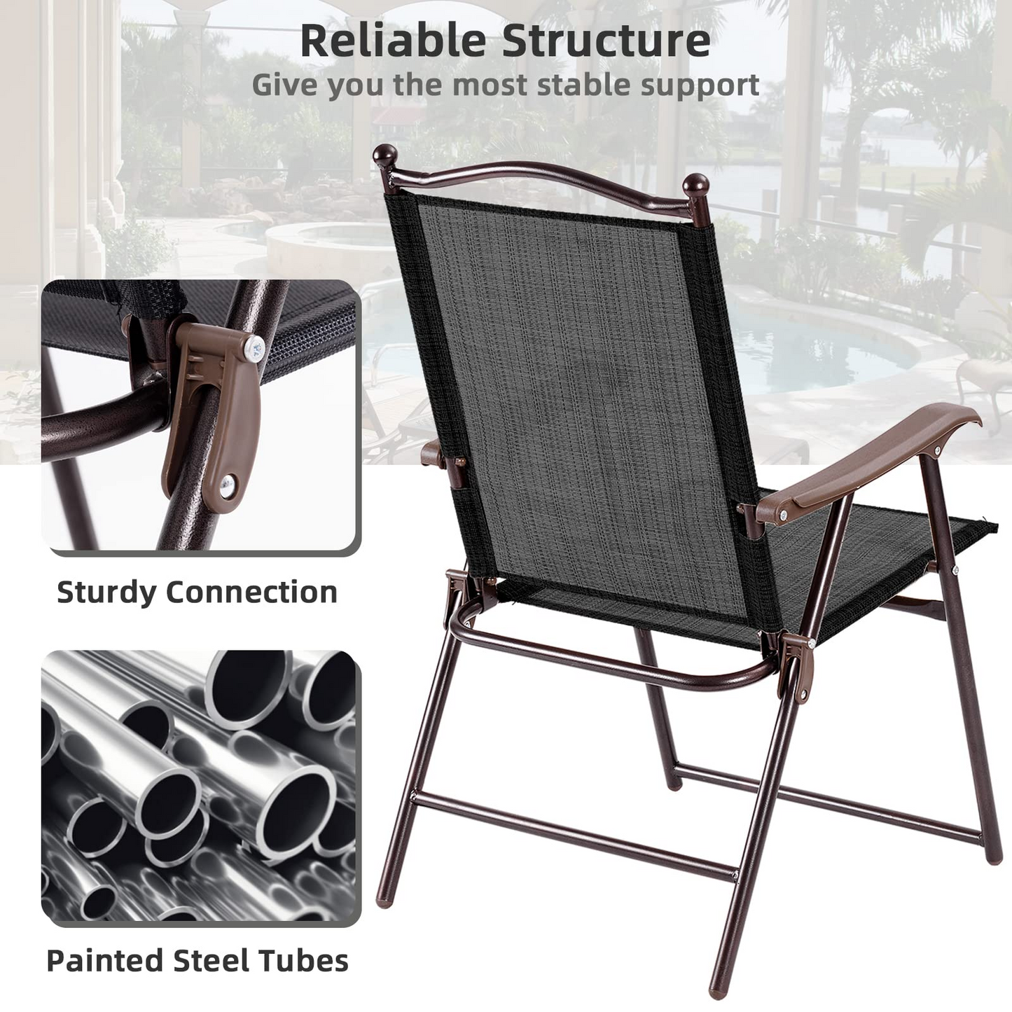 Tangkula Set of 2/4 Patio Folding Dining Chairs
