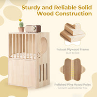 Tangkula 2 Tier Luxury Wood Cat House w/ 2 Washable Plush Cushions