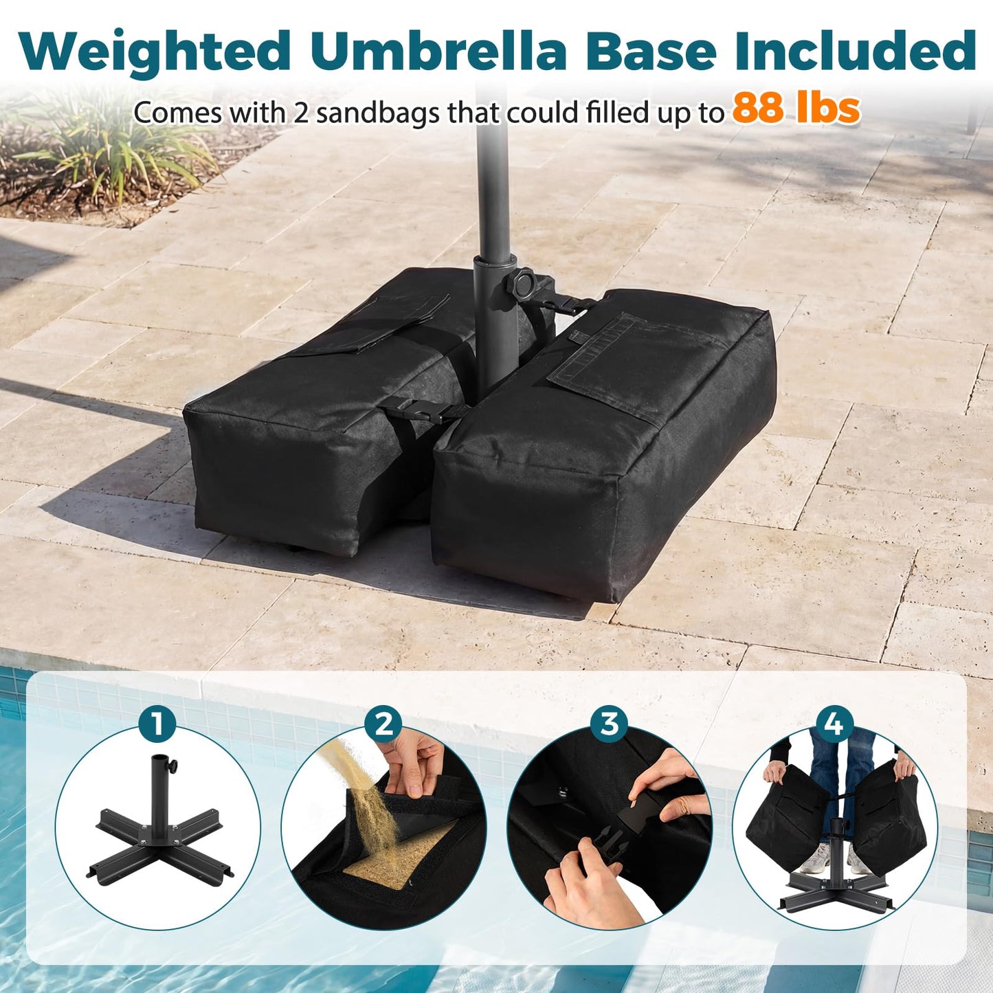 Tangkula 10 FT Patio Umbrella with Base Included