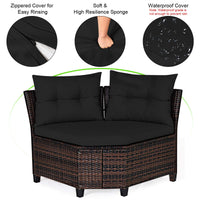4-Piece Patio Furniture Set, C-Shape Outdoor Wicker Sectional Sofa Set