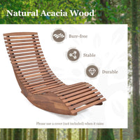 Chaise à bascule d'extérieur Tangkula en bois d'acacia, fauteuil à bascule de véranda avec siège à lattes élargi et dossier haut