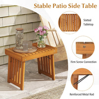 Tangkula Table d'appoint pliable pour patio, Table basse d'extérieur pliable en bois d'acacia avec plateau à lattes