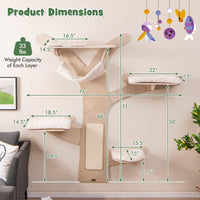 Meuble Arbre à Chat Mural Tangkula avec 4 Plateformes Rembourrées