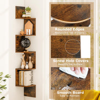 Tangkula 5-Tier Corner Shelf Wall Mount Farmhouse Floating Corner Bookshelf