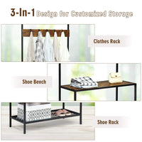 Tangkula 3 In 1 Entryway Hall Tree with Coat Rack & Shoe Storage