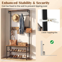 Tangkula Hall Tree with Bench and Shoe Storage for Entryway