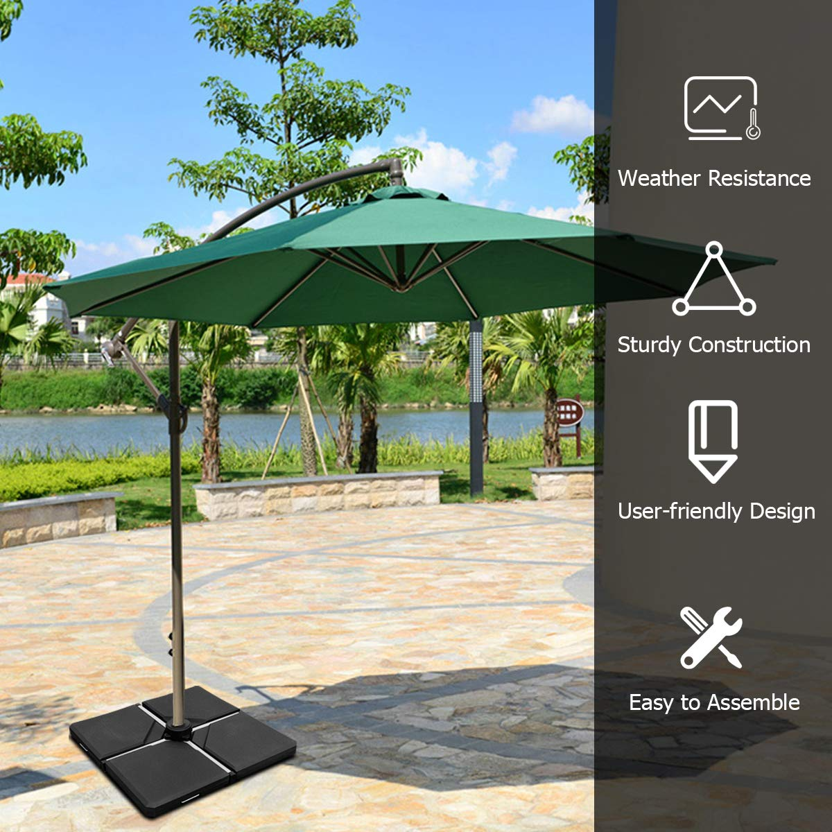 Tangkula 4 pieds de base de parasol déporté en porte-à-faux, 96,5 cm x 96,5 cm